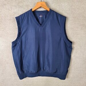 Acuity Vest Mens Large Navy Blue V Neck Sleeveless Golf Windbreaker Jacket